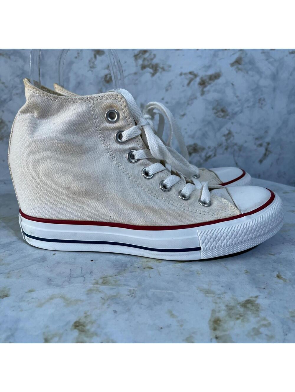 Converse All Star Chuck Taylor Women's Size 7.5 Shoes Ivory Hidden Wedge Sneaker